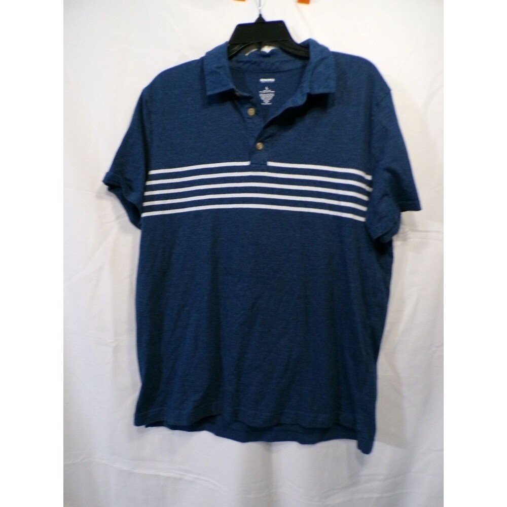 Sonoma Goods For Life Men's Polo Shirt Large Navy Chest Stripe Short Sleeve